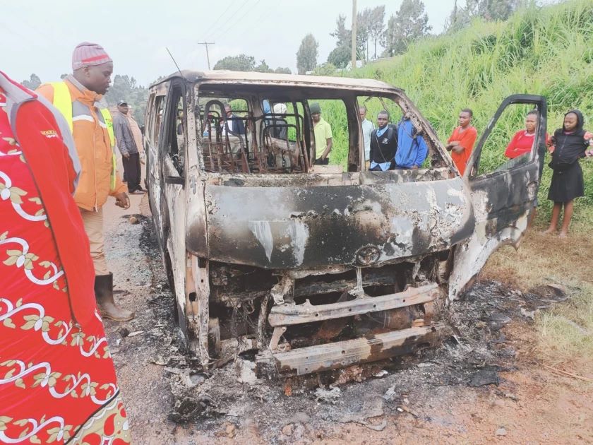 Matatu Carrying Charcoal Catches Fire, Forcing Passengers To Scamper For Safety